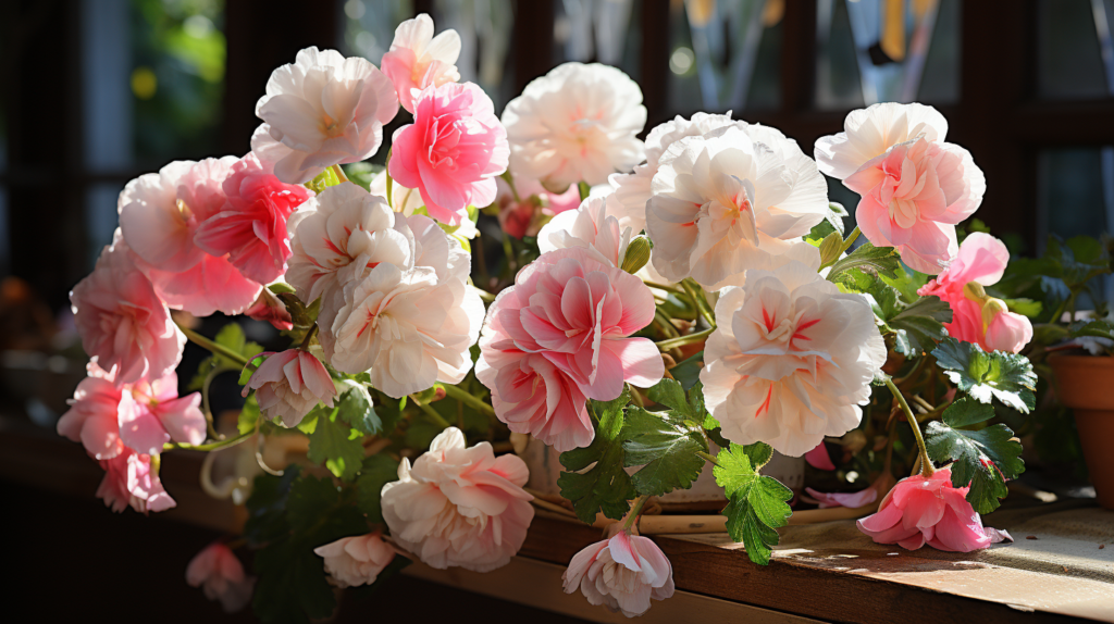 Geraniums Indoors White and Pink Indoors