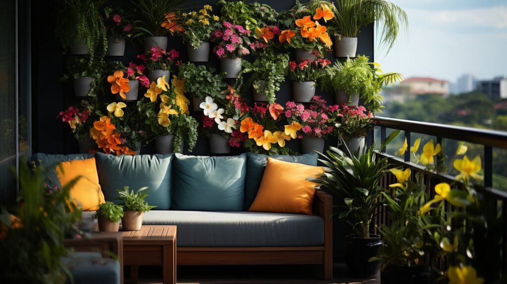 Vertical Garden Balcony and couch